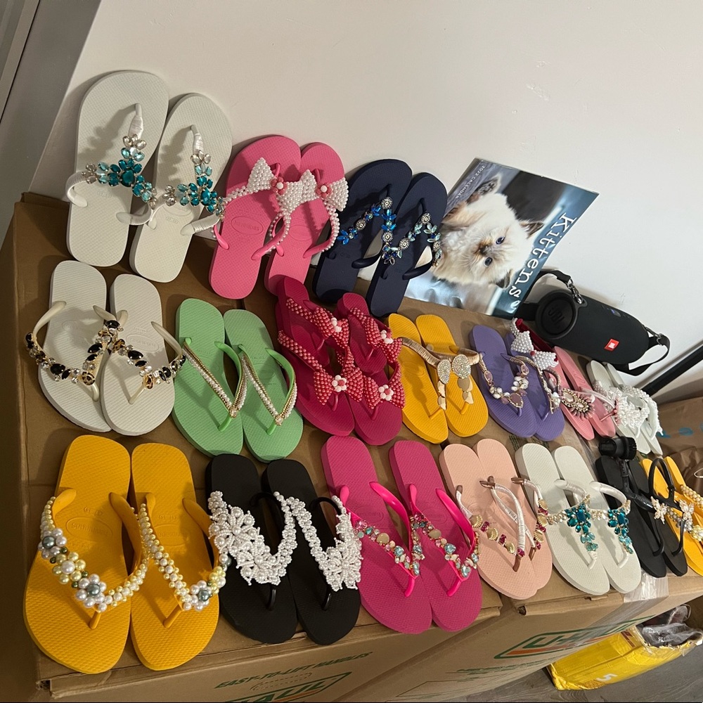 Hand Made Brazilian Design Havaianas Sandals *Various sizes and colors/designs